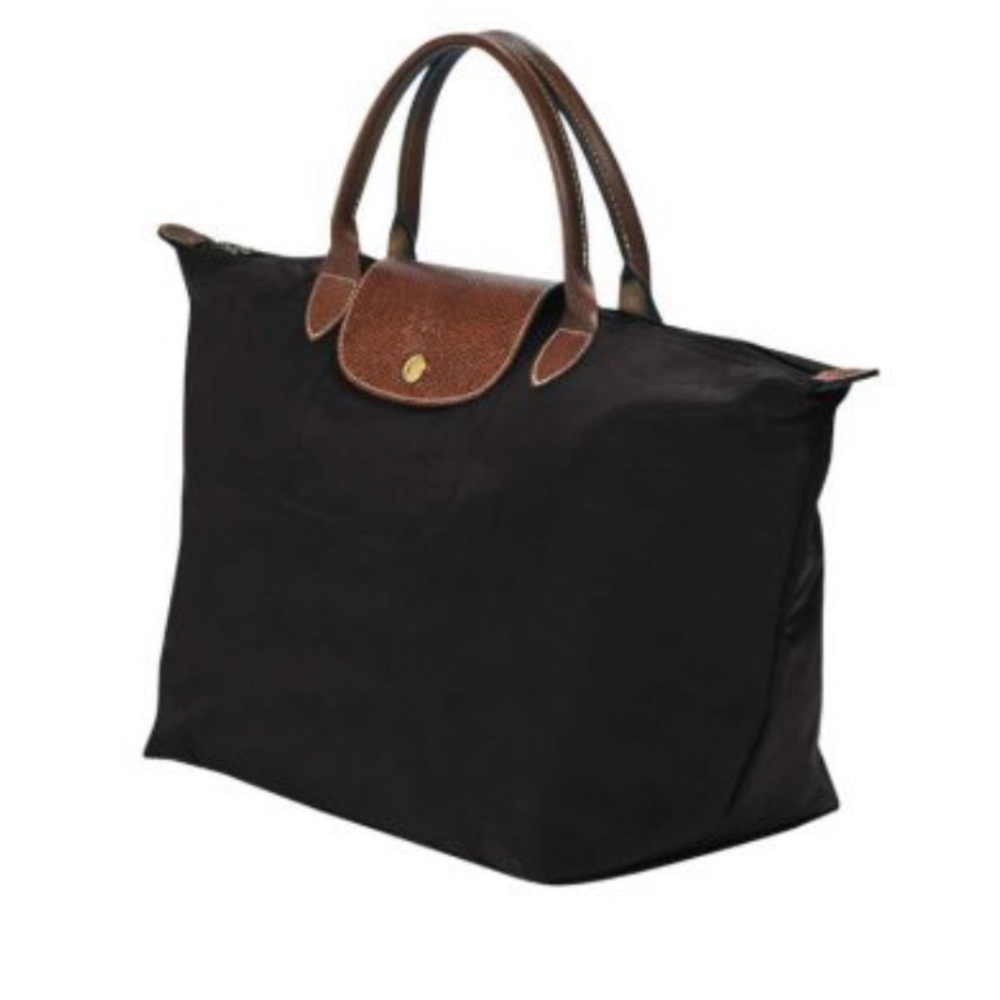 BLACK AND BROWN LONGCHAMP CANVAS BAG